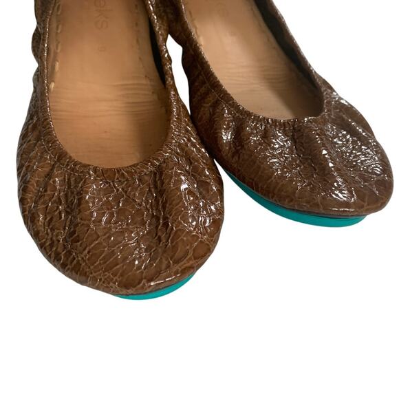 Tieks Sienna Brown Croc Shoes, Foldable Ballet Flats, size 9 - Picture 4 of 10